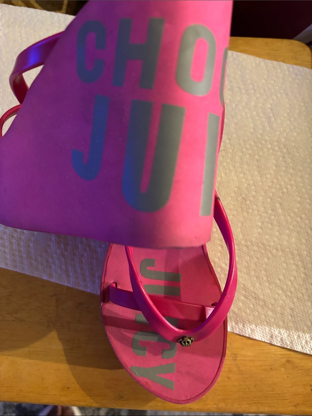 Juicy Couture Hot Pink Logo Flip Flop Sandals